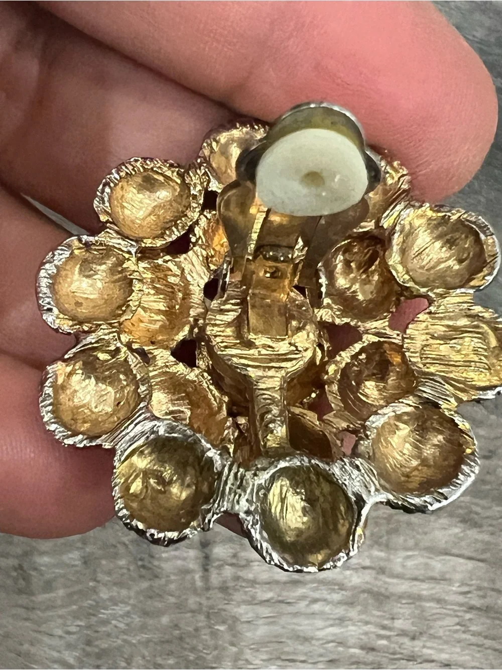 Gold Textured Cluster Clip-On Earrings - Women Accessories